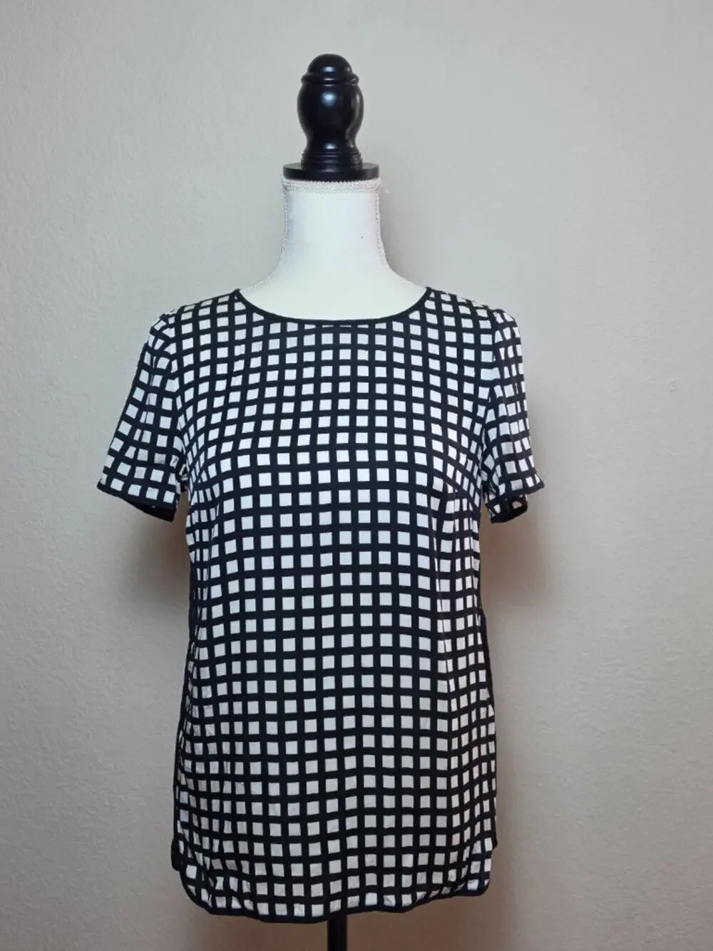 J.Crew Silk Windowpane Lightweight Blouse FLAW 2